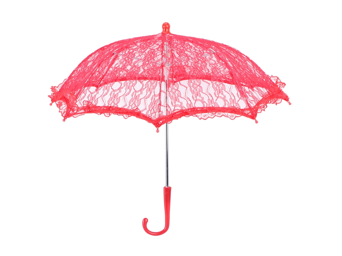 Guarda chuva de Casamento com Bordado, Acessório para Fotos e Decoração de Noiva Vermelho LAXISCREED