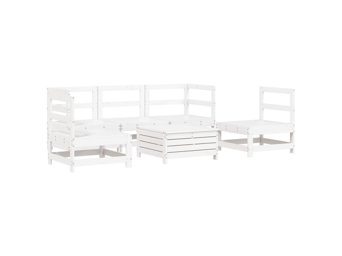Conjunto de 6 Sofás de Jardim Madeira de Pinho Maciça Branco MAISON EXCLUSIVE