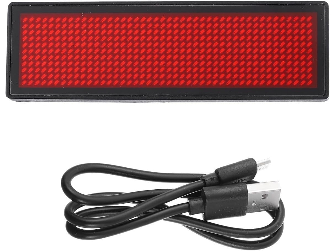 Crachá Com Bateria De 300mah E Cabo Usb, Visor Digital Led Recarregável Com Fonte Nítida E Sem Cintilação, Etiqueta De
