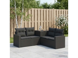 Vidaxl Conjunto De Sofás 5 Unid. Preto Rattan Poliéster E Aço
