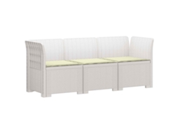 Vidaxl Sofá De Jardim 3 Lugares Com Almofadas Visual Rattan Pp Branco