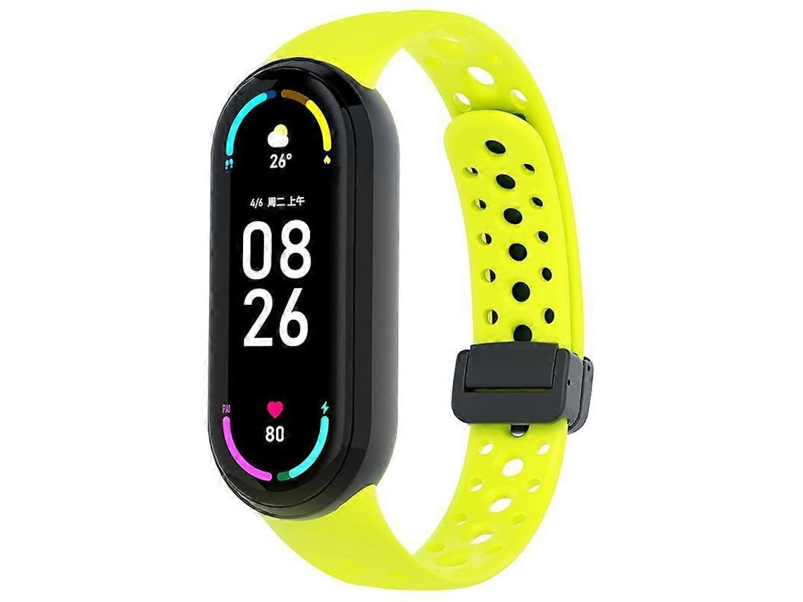 Pulseira De Silicone Preta Com Fecho Magnético E Furos Redondos Para Xiaomi Smart Band 10/9/8