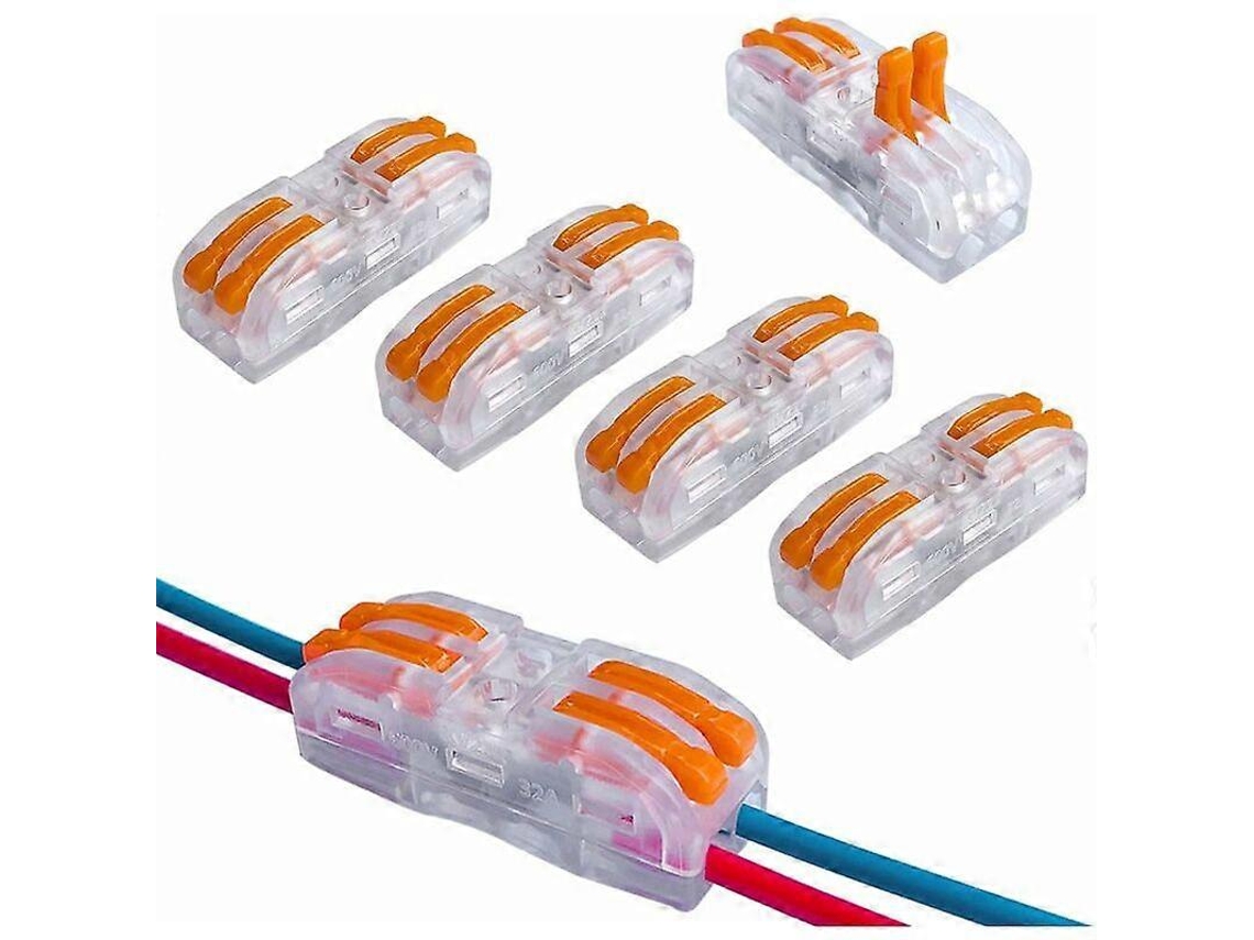 10 Conectores de Cabo de Palanca Premium, Transparentes, 4 Orifícios, Condutor Compacto, Terminal de Mola Bilateral