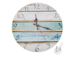 Relógio de Parede Redondo de Madeira com Numerais Árabes para Decoração de Casa e Escritório S/MARCA