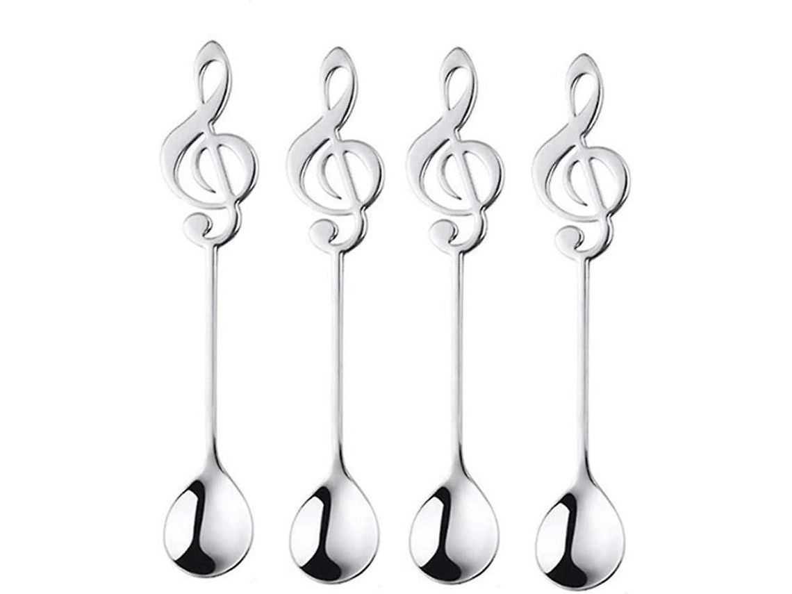 Nova Line 4 Colheres de Música Decorativas de Aço Inoxidável 304 para Café Sobremesa Casa Prata Presente