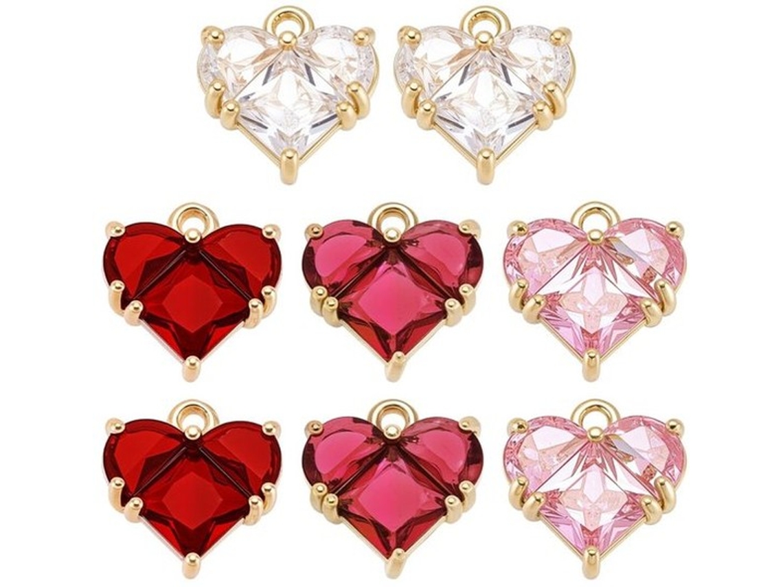 Escolha Sólida - Charme 8 Unidades - Zirkônia Badalha - Strass Hanger - Adornos Diy - Rosa/branco/vermelho - 12 X 12,5 X 4 Mm - Badalha