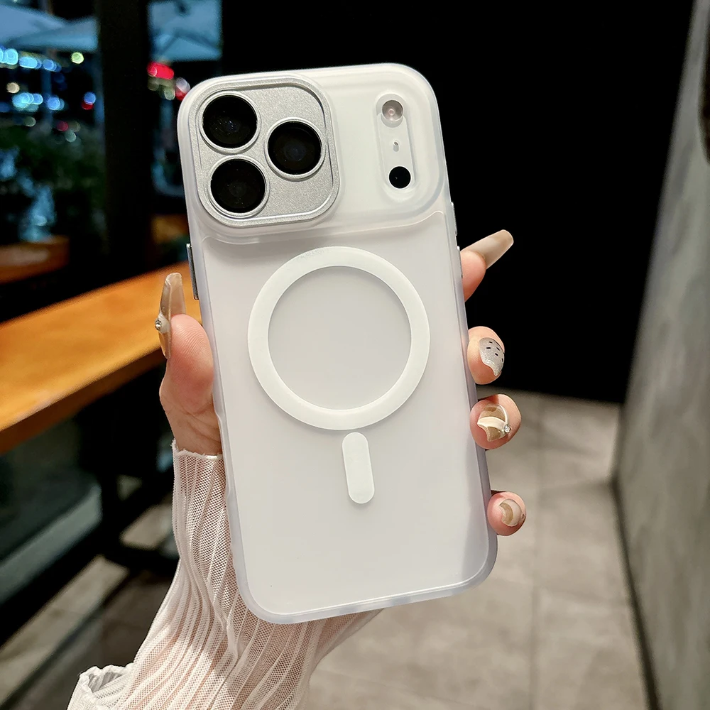 (branco, Iphone 14 Plus) Capa Fosca Semitransparente Para Celular, Compatível Com Carregamento Sem Fio Magnético, Capa Rígida À Prova De Choque.