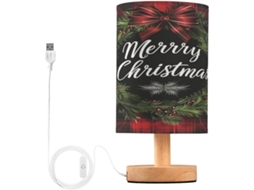 Abajur De Natal Mnsruu Para Quarto, Sala De Estar, Guirlanda Natalina, Luminária De Cabeceira Vermelha Com Estampa E