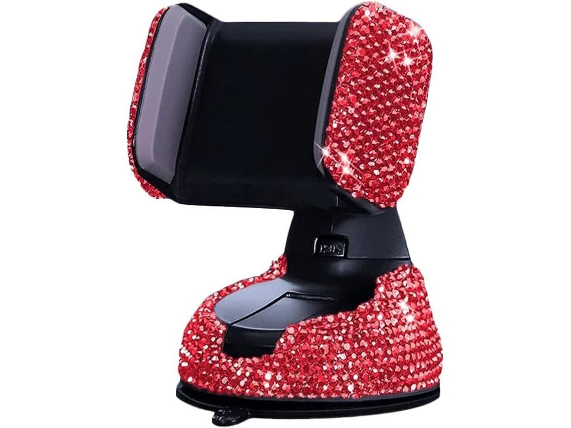 Suporte de Telefone para Carro Bling, Ajustável 360° com Cristais, Universal para Celulares e Gps