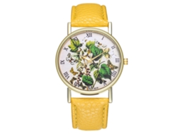 Reloj De Pulsera Analógico De Dial Redondo De Cuarzo Moda (amarillo)