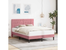 Vidaxl Estrutura Da Cama Com Cabeceira Rosa 120 X 200 Cm Veludo