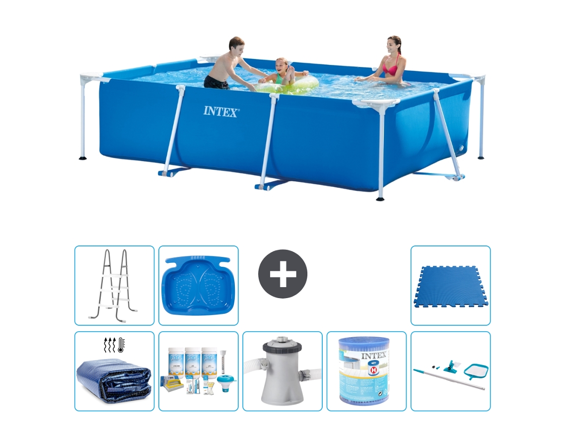 Intex Piscina Com Estrutura Retangular - 300x200x75 Cm - 9-peças S30183