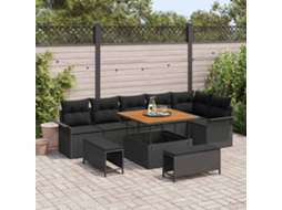 Vidaxl Conjunto De Sofá De Jardim 9 Unid. 8-número De Lugares Preto