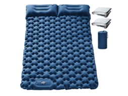 Colchão Inflável De Camping Duplo, Com Travesseiros Embutidos, Bomba De Pé Integrada, Multiuso, Azul Marinho, 196x125x9cm Oem