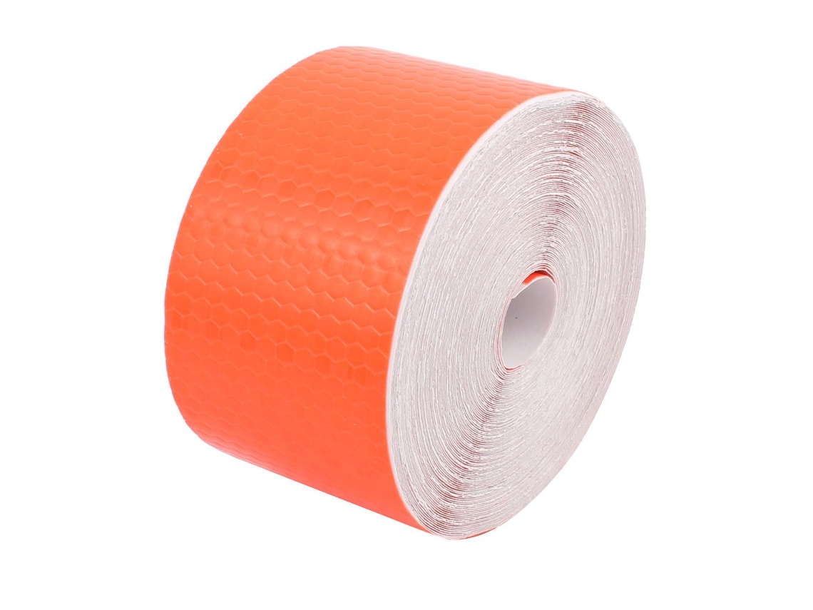 Fita de Advertência Refletiva Adesiva de um Lado, Laranja, 5 Cm X 15 M, Padrão Favo de Mel CHABERLU