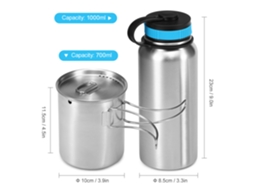 Garrafa Isolada de Aço Inoxidável 1000ml com Copo 700ml