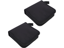 Conjunto De 2 Capas Para Cds Com Capacidade Para 40 Discos, Estojo Em Tecido Oxford Preto, Compatível Com Carro.