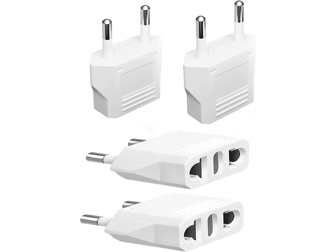 Pacote Com 4 Adaptadores De Tomada Dos Eua/canadá Para A Ue, Plugue Tipo C