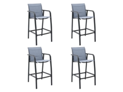 Cadeiras De Bar Para Jardim 4 Pcs Textilene Cinzento Dkd Home Decor