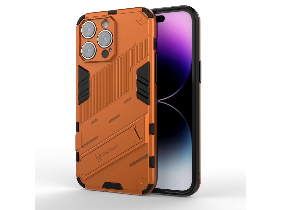 Suporte Casa Para Iphone 14 Pro Max Pele Sintética Laranja