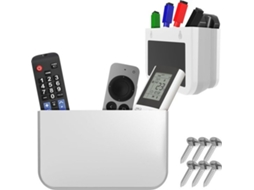 Afegável - Controle Remoto Magnético - Pode Ser Desdobrado - Fixação Na Parede - Branco - Suporte Para Caneta - Prático Para Casa E Escritório - 2 Uni