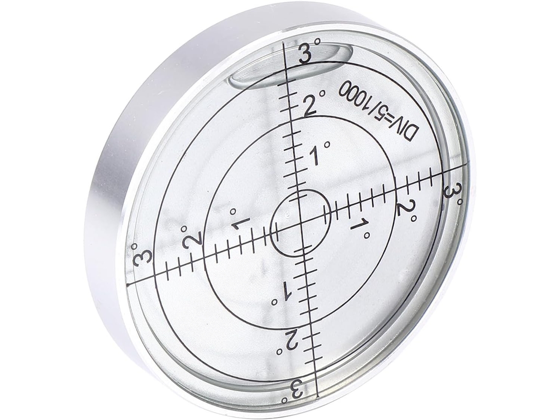 Nível de bolha circular Alipis 60x10 mm, em metal prateado, acabamento branco líquido, horizontal | S/MARCA