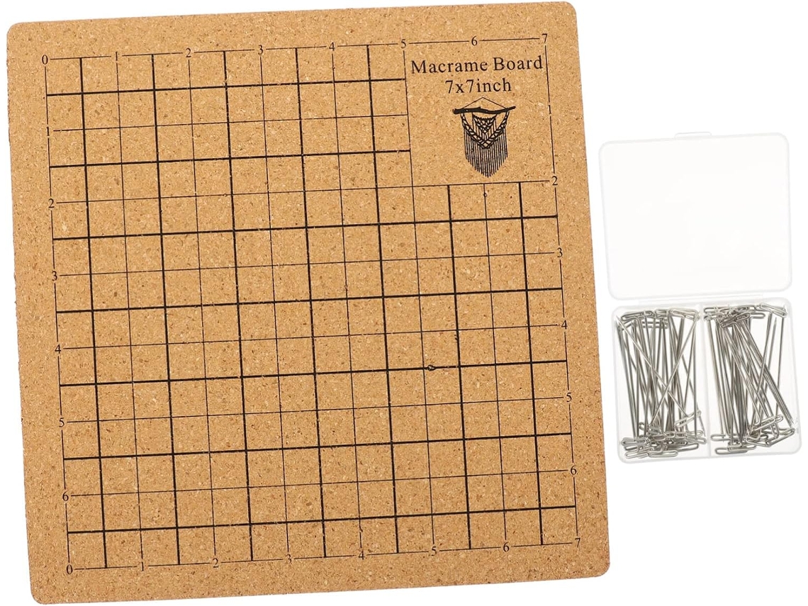 Placa De Macramê De Cortiça Natural De 20x20 Cm Com Pinos.
