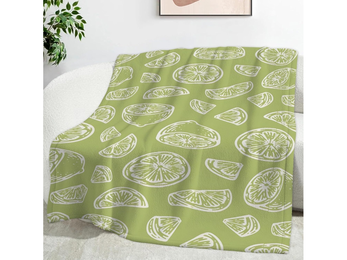 Manta de Frutas Limão 100x130 Cm Multifuncional Macia Flanela Aconchegante para Cama Escritório Cochilo Conjun