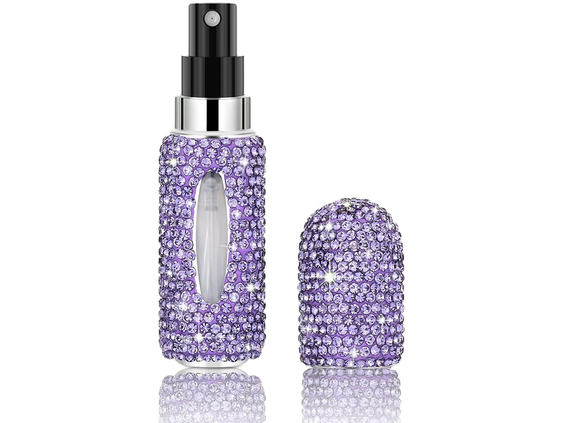 Frasco de Perfume Portátil Reutilizável de 5 Ml com Bico Spray em Formato de Diamante Brilhante MDUG (roxo)