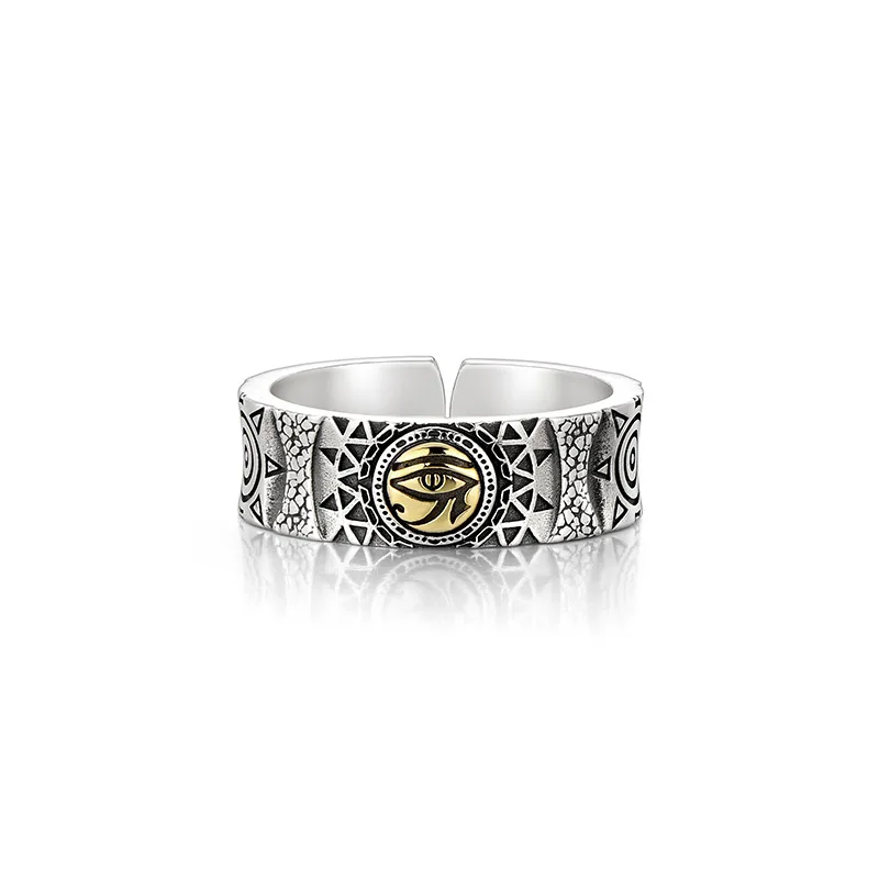 Anel Vintage Egípcio Antigo Masculino Com O Olho De Hórus, Anel Elegante De Seis Estrelas.