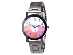 Relógio de quartzo com pulseira de aço, mostrador redondo moderno, pulseira para casal, vermelho