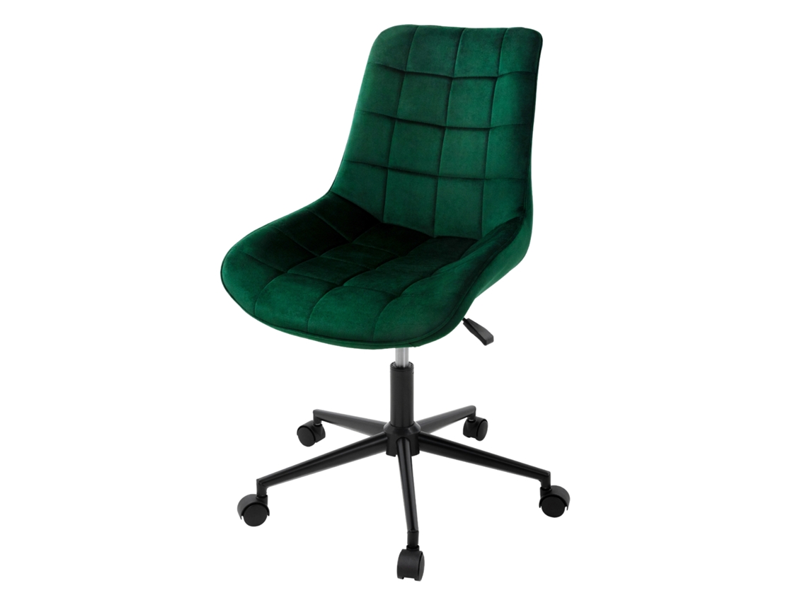 Cadeira de Escritório com Rodízios Verde com Capa de Veludo e Estrutura Metálica ML-DESIGN