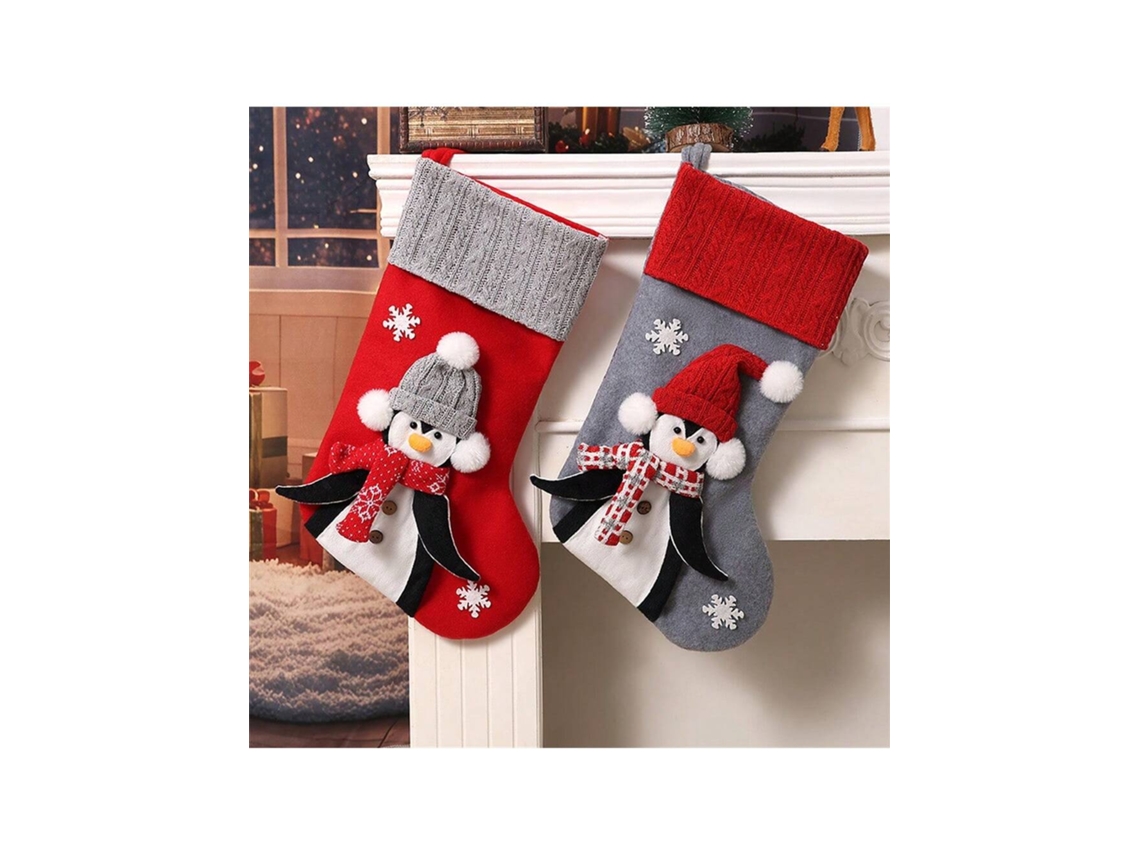 Meias De Natal Cinzas, Meias Com Pinguim 3d De Natal, Decoração, Sacolas De Presente De Natal Igvtrade (2 Unidades)