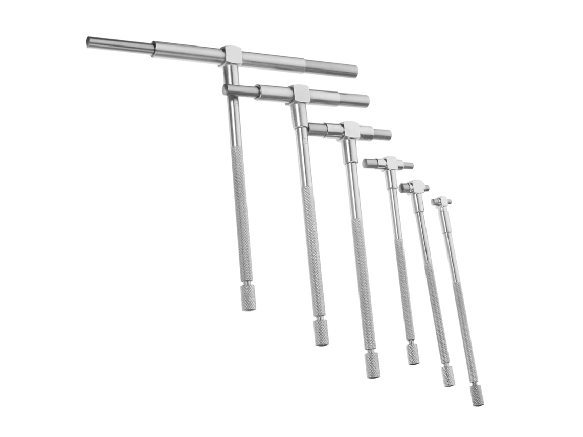 Conjunto de 6 Peças de Medidores Telescópicos de Precisão em Aço Inoxidável para Medições Internas. SFUSHOS
