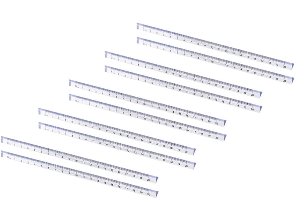 Régua triangular para medições rápidas, em plástico transparente com números nítidos, pacote com 10 unidades, ideal para