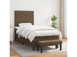 Vidaxl Cama Com Molas/colchão 90x190 Cm Tecido Castanho-escuro