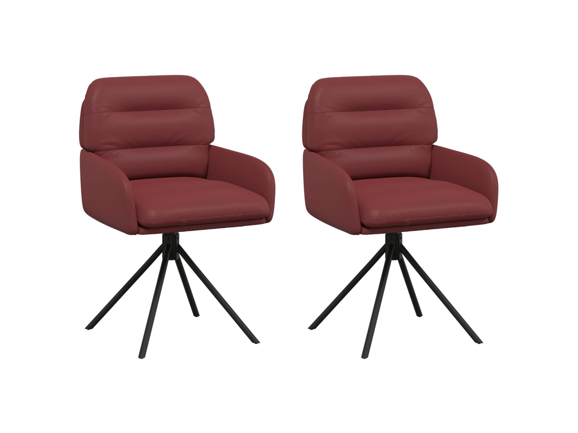 Conjunto 2 Cadeira De Jantar Giratória Vidaxl Vermelho Couro Sintético (59x59,5x90cm)