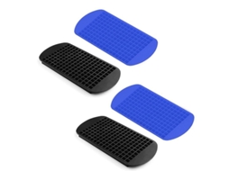 Forminhas De Gelo Mini Com Tampa: Economiza Espaço, Evita Odores, Facil De Soltar - Ideal Para Bebidas, Sopa E Verão Preto*azul