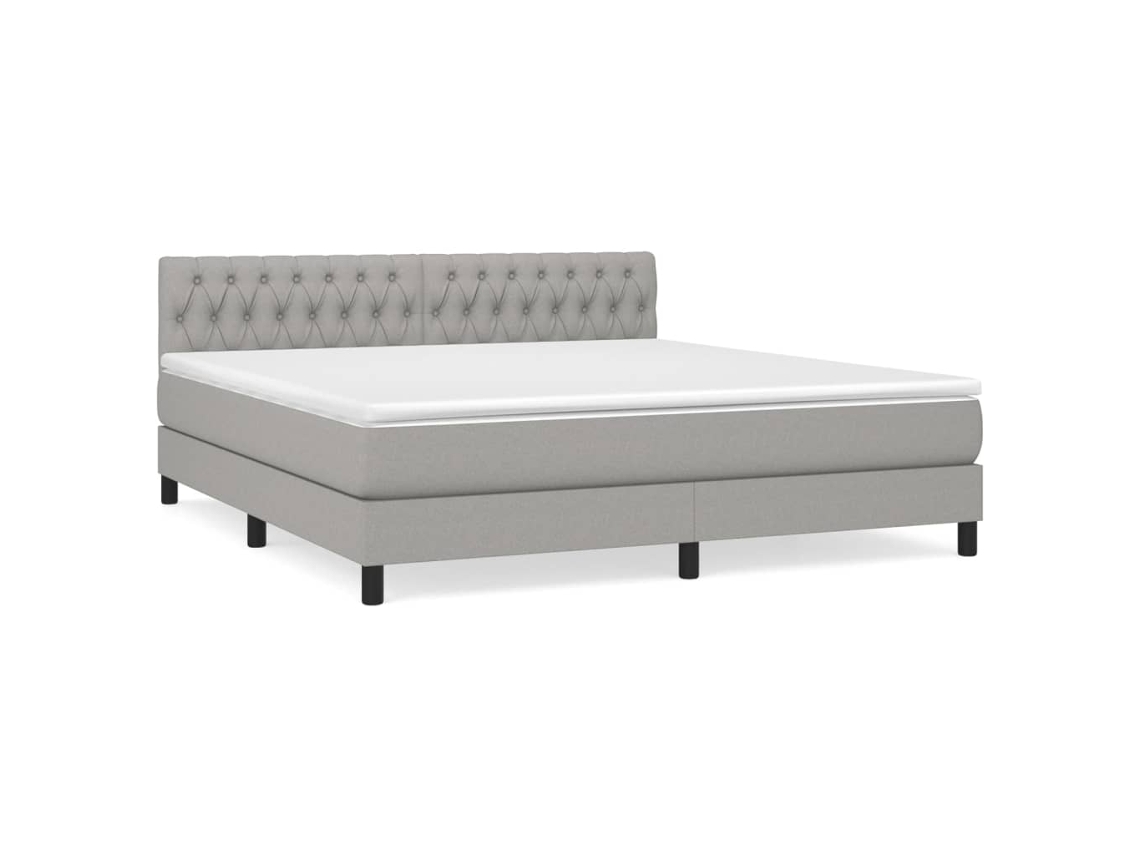 Cama com Molas/Colchão 180x200 Cm em Tecido Cinzento Claro MAISON EXCLUSIVE