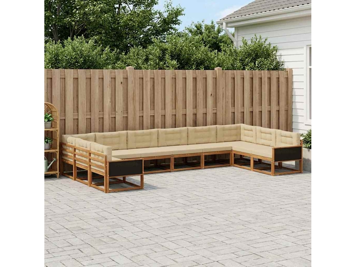 Vidaxl Conjunto De Sofás Para Exterior 10 Pcs Natural E Bege