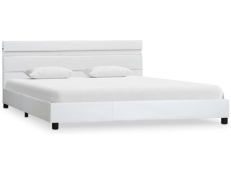 Cama LED  (Branco - Couro Artificial - 208x124x65 cm)