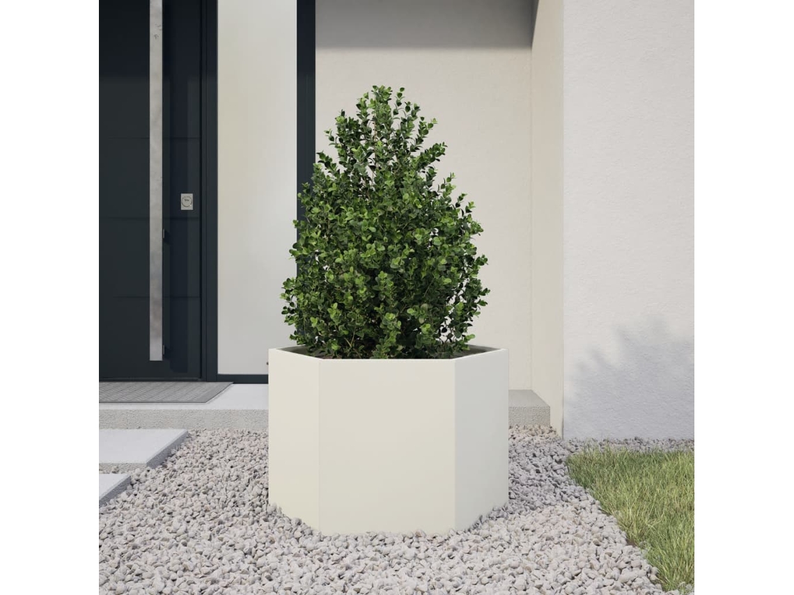 Vaso/floreira De Jardim Hexagonal 69x60x45 Cm Aã§o Branco Dkd Home Decor