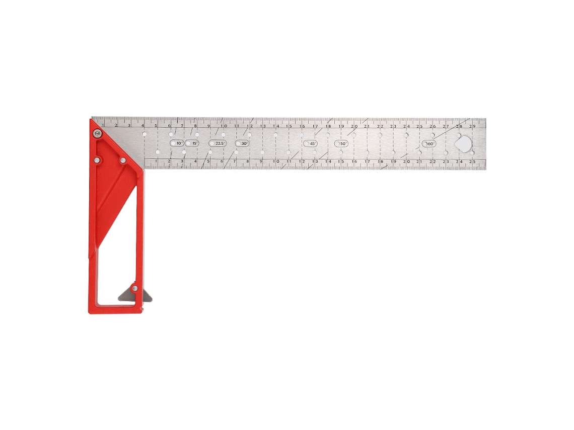 Régua em Ângulo Reto YURU Aço Inoxidável 30cm 45°/90° para Carpintaria