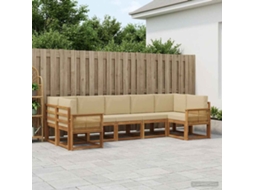 Vidaxl Conjunto De Sofás Para Exterior 7 Unid. Natural E Bege