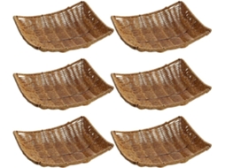 Conjunto De 6 Bandejas Para Servir Pão E Alimentos, Em Rattan, Para Frutas, Sobremesas, Lanches E Mesa De Cozinha