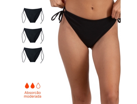 Pacote De 3 Biquíni Menstrual Com Nó Brasileiro Adolescentes Fluxo Normal Ecowoman