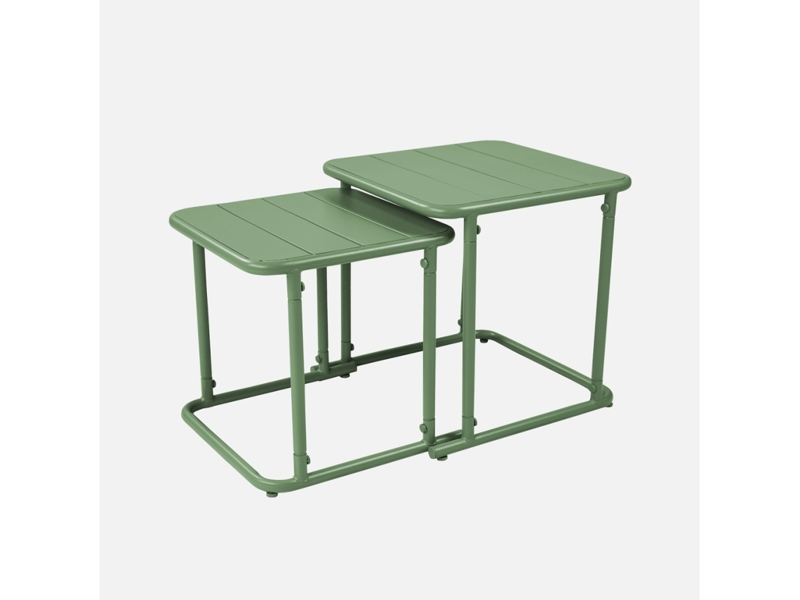 Mesa De Ninho Bistrô Quadrada Para Exterior Em Aço, 45cm, Verde