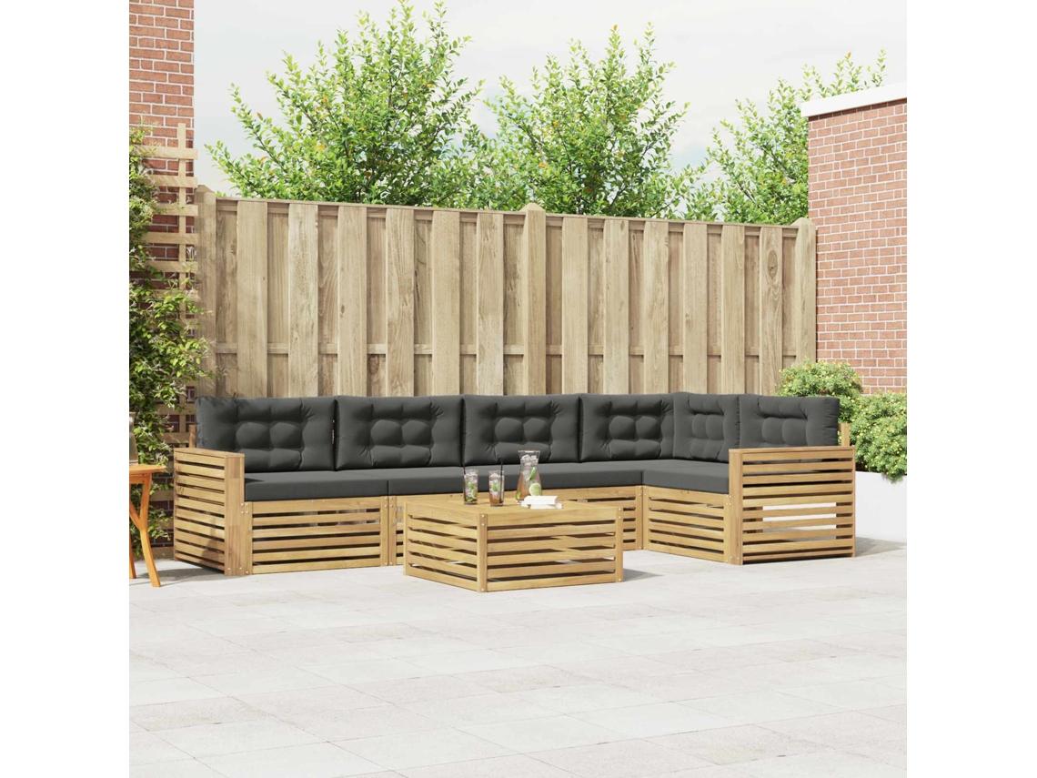 Vidaxl Conjunto De Sofás Para Exterior 6 Unid. Branco E Antracite