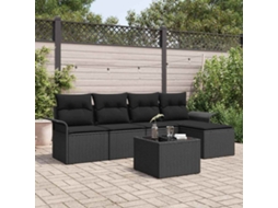 Vidaxl Conjunto De Sofá De Jardim 6 Unid. Preto Vime Pe