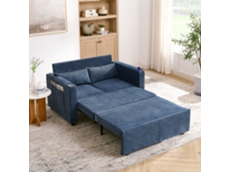 Sofá-cama 2 Lugares 3 Em 1 Com Usb E Design Minimalista, Azul-marinho